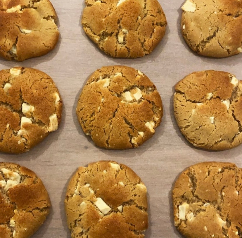 Miso and white chocolate cookies